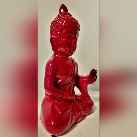 Beautiful decorative Statue in red ceramic of Shakyamuni Buddha in meditation - Picture 9 of 12